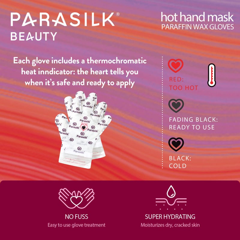 Parasilk Beauty Hot Hand Maskâ€“ 1 Pair Self-Contained Paraffin Wax Gloves, Intensive Hydration. Infused with Vitamin E, Coconut, Argan, & Marula Oil - Image 2